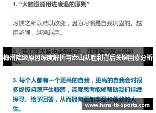 梅州降级原因深度解析与泰山队胜利背后关键因素分析 梅州降级原因深度解析与泰山队胜利背后关键因素分析